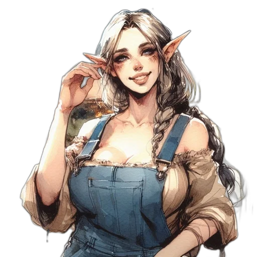 dress, staff, face, fantasy art transparent PNG cut-out
