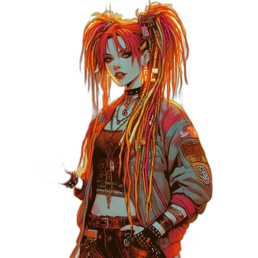 jacket, hair, cyberpunk, concept art transparent PNG cut-out