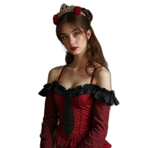 dress, mask, crown, fantasy art transparent PNG cut-out