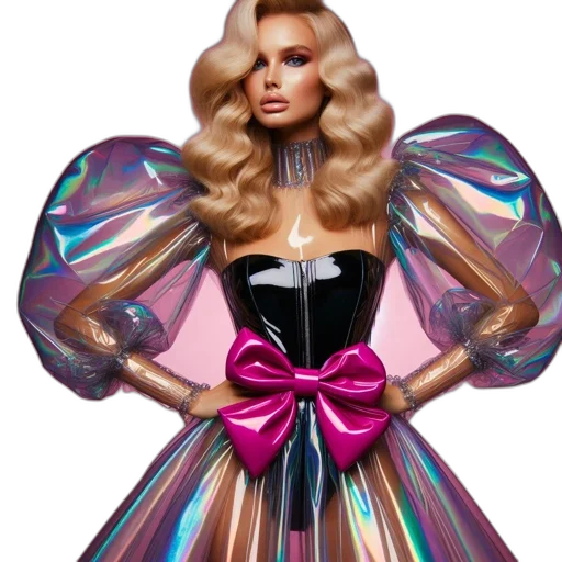 dress, hair, jewelry, 3d render transparent PNG cut-out