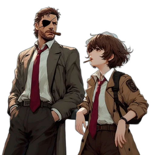 jacket, staff, concept art, anime transparent PNG cut-out
