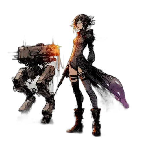 robot, weapon, concept art, cyberpunk transparent PNG cut-out