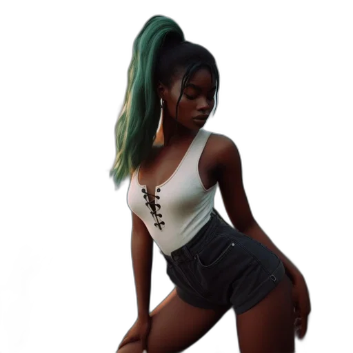 dress, 3d render, green, dark transparent PNG cut-out