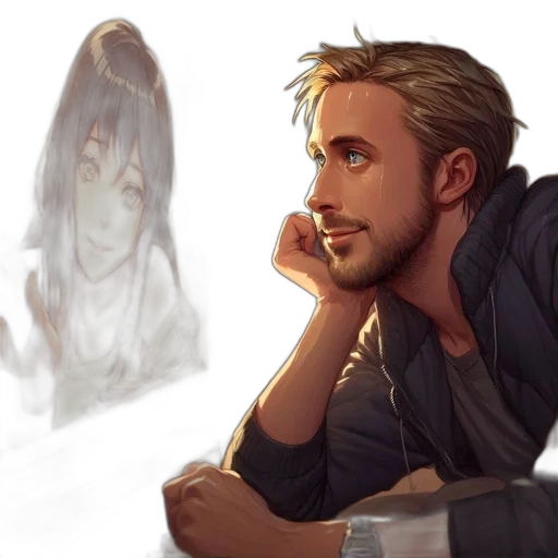 face, concept art, watercolor, anime transparent PNG cut-out