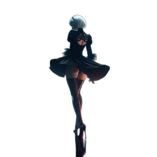 dress, robot, staff, weapon transparent PNG cut-out