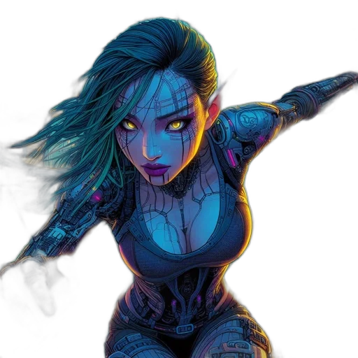 comic book art, cyberpunk, concept art, fantasy art transparent PNG cut-out