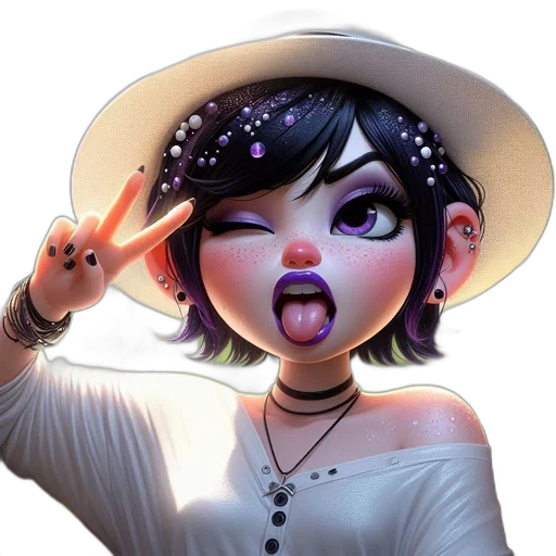 hat, staff, face, jewelry transparent PNG cut-out