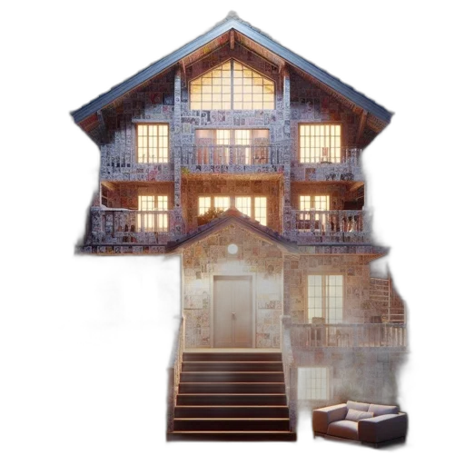 building, furniture, 3d render, concept art transparent PNG cut-out