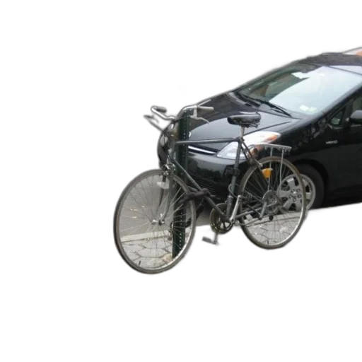 car, 3d render, bicycle, locked transparent PNG cut-out