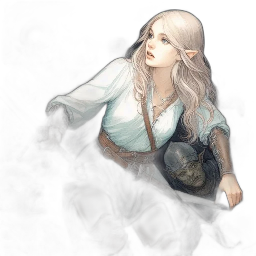 dragon, dress, staff, face transparent PNG cut-out