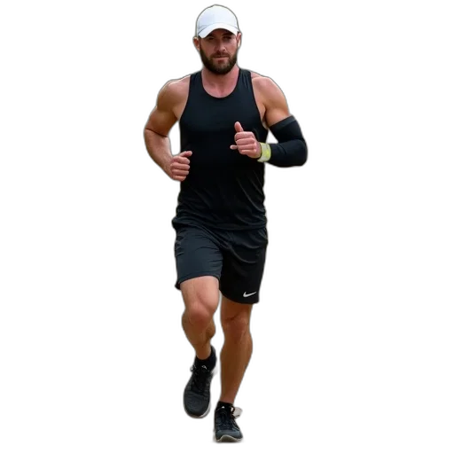 man, jogging, dirt, trail transparent PNG cut-out