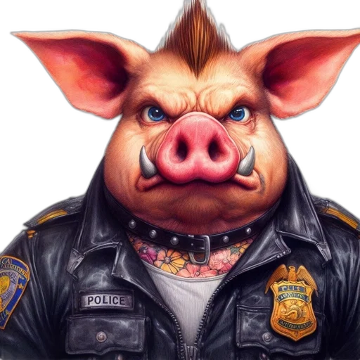 concept art, photorealistic, anthropomorphic, pig transparent PNG cut-out