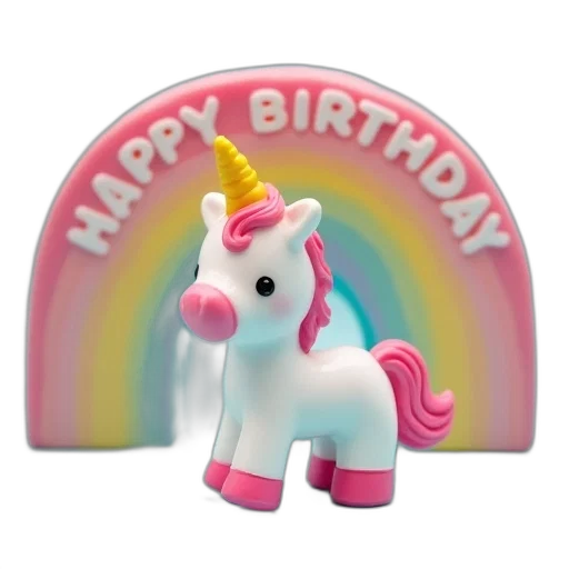 3d render, toy, unicorn, says transparent PNG cut-out
