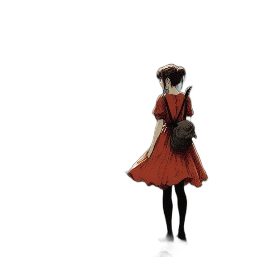 dress, hat, robot, staff transparent PNG cut-out