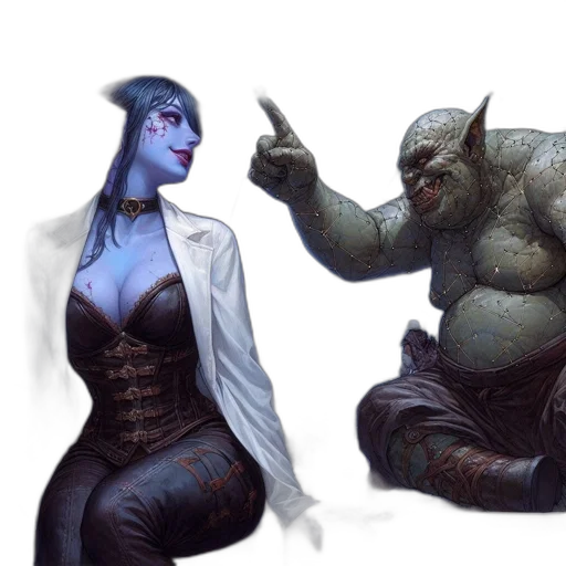 concept art, fantasy art, comic book art, blue transparent PNG cut-out