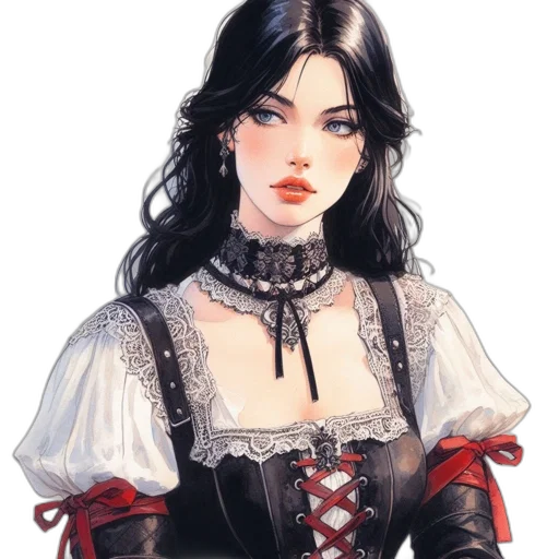 dress, jewelry, face, staff transparent PNG cut-out