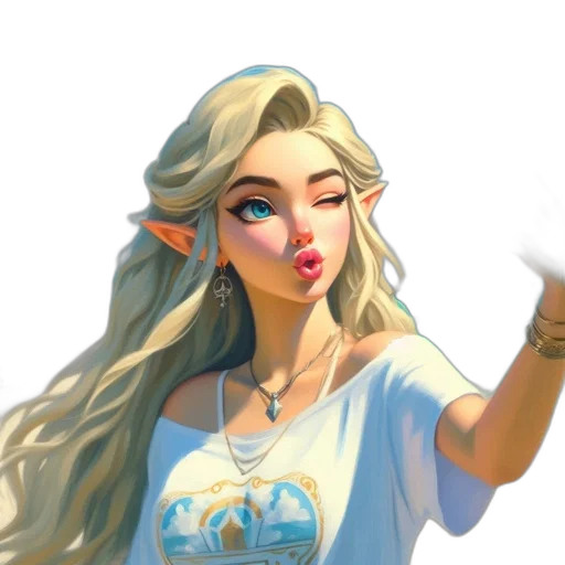 face, staff, dress, fantasy art transparent PNG cut-out