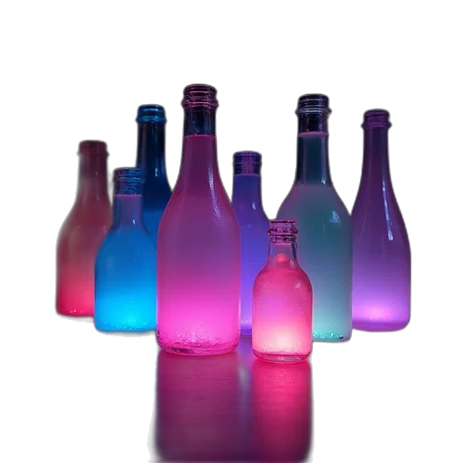 bottle, 3d render, vaporwave, concept art transparent PNG cut-out