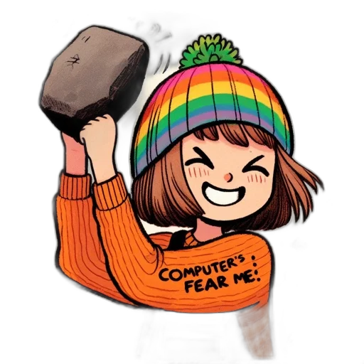 hat, weapon, staff, robot transparent PNG cut-out