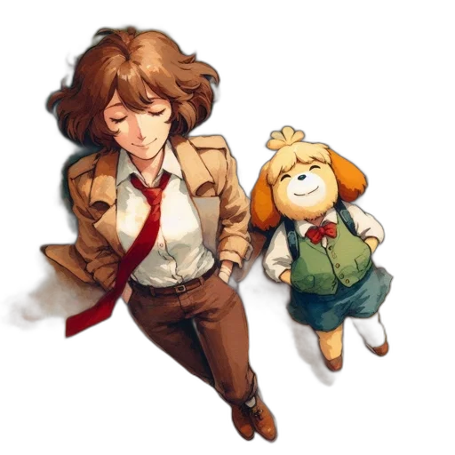jacket, staff, animal, weapon transparent PNG cut-out