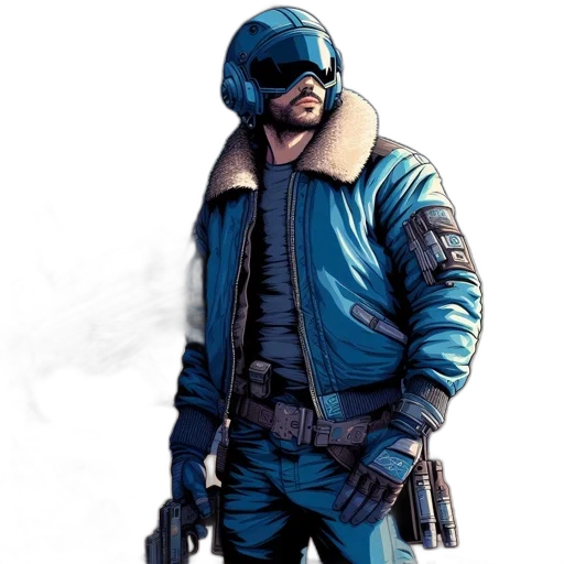 jacket, concept art, cyberpunk, comic book art transparent PNG cut-out