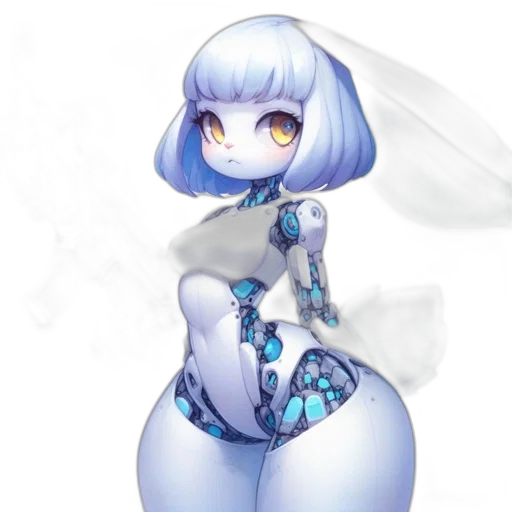 robot, dress, creature, staff transparent PNG cut-out