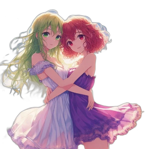 dress, anime, pixel art, watercolor transparent PNG cut-out