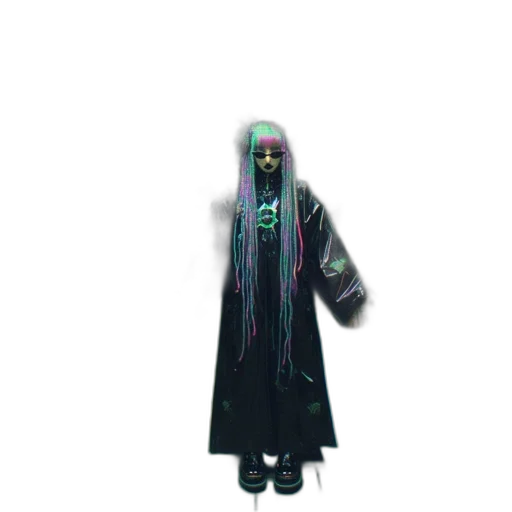 creature, jacket, staff, robot transparent PNG cut-out