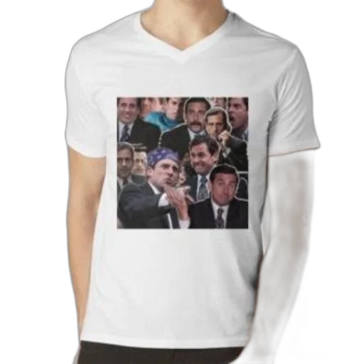 white, v-neck, t-shirt, featuring transparent PNG cut-out