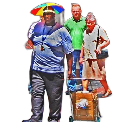umbrella, staff, hat, robot transparent PNG cut-out