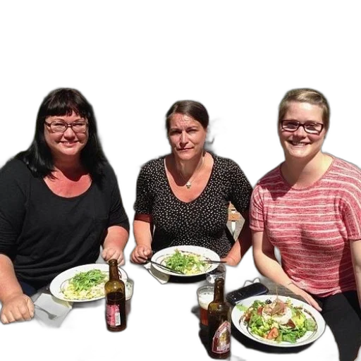 staff, food, three, women transparent PNG cut-out