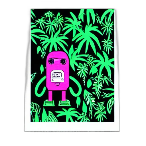 robot, tree, creature, vaporwave transparent PNG cut-out
