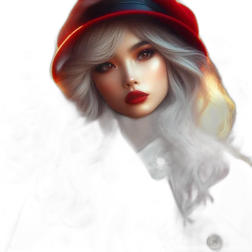 hat, face, dress, fantasy art transparent PNG cut-out