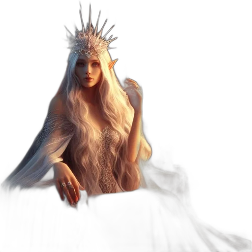 dress, creature, crown, fantasy art transparent PNG cut-out