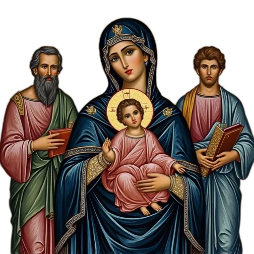 byzantine, mosaic, depicting, madonna transparent PNG cut-out