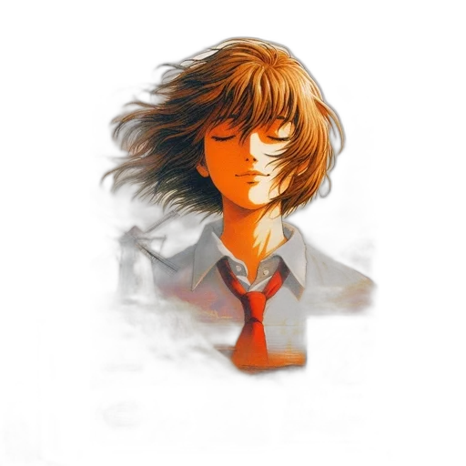 face, hair, jacket, staff transparent PNG cut-out