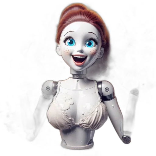 robot, dress, face, staff transparent PNG cut-out