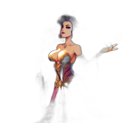 dress, staff, fantasy art, concept art transparent PNG cut-out