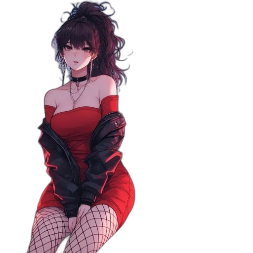 dress, jacket, staff, weapon transparent PNG cut-out