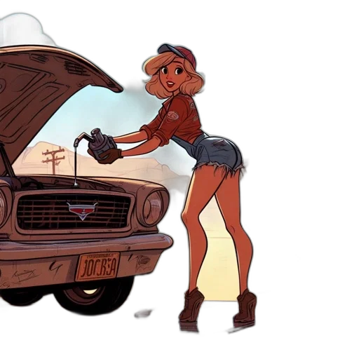 car, concept art, cartoon, watercolor transparent PNG cut-out