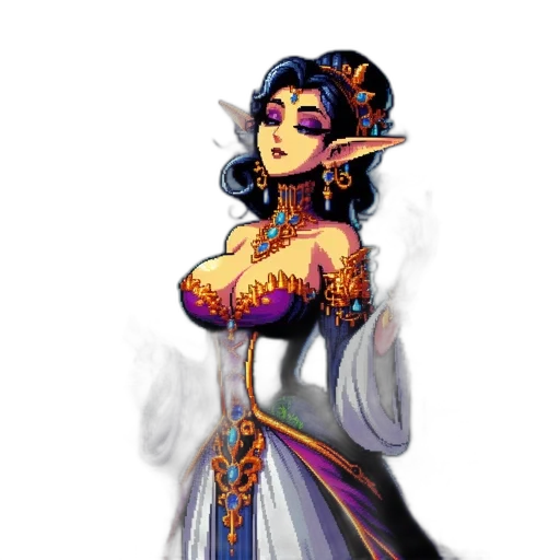 dress, jewelry, staff, fantasy art transparent PNG cut-out