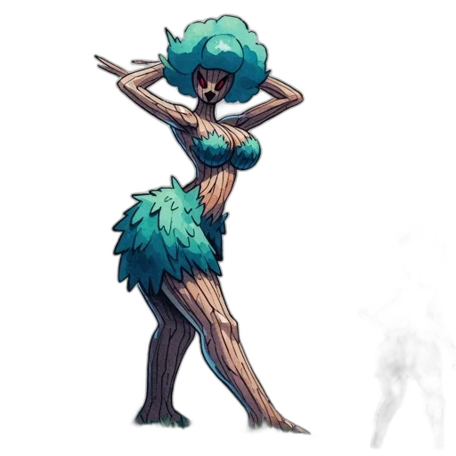 staff, dress, hair, creature transparent PNG cut-out