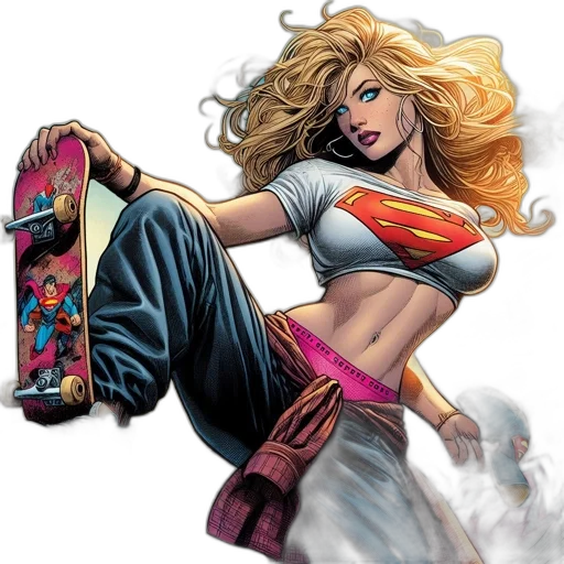 comic book art, concept art, woman, sporting transparent PNG cut-out