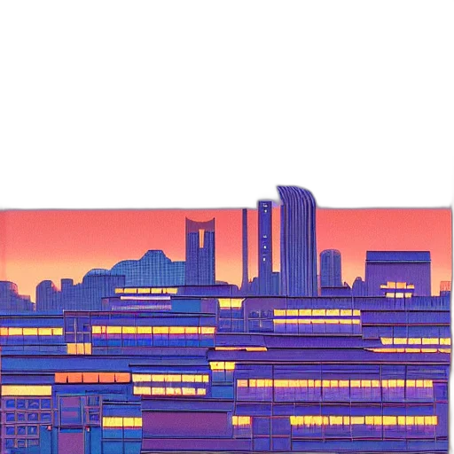 building, vaporwave, concept art, pixel art transparent PNG cut-out