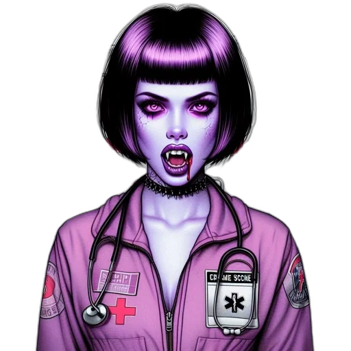 jacket, face, creature, staff transparent PNG cut-out