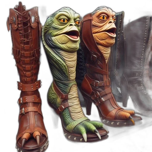 shoes, creature, concept art, 3d render transparent PNG cut-out