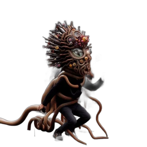 creature, dragon, staff, mask transparent PNG cut-out