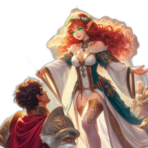 dress, crown, sword, fantasy art transparent PNG cut-out