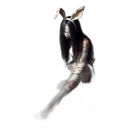 creature, mask, hair, staff transparent PNG cut-out
