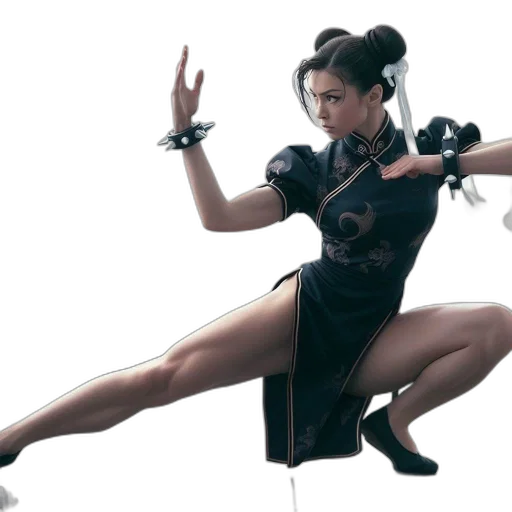 concept art, cyberpunk, woman, performs transparent PNG cut-out